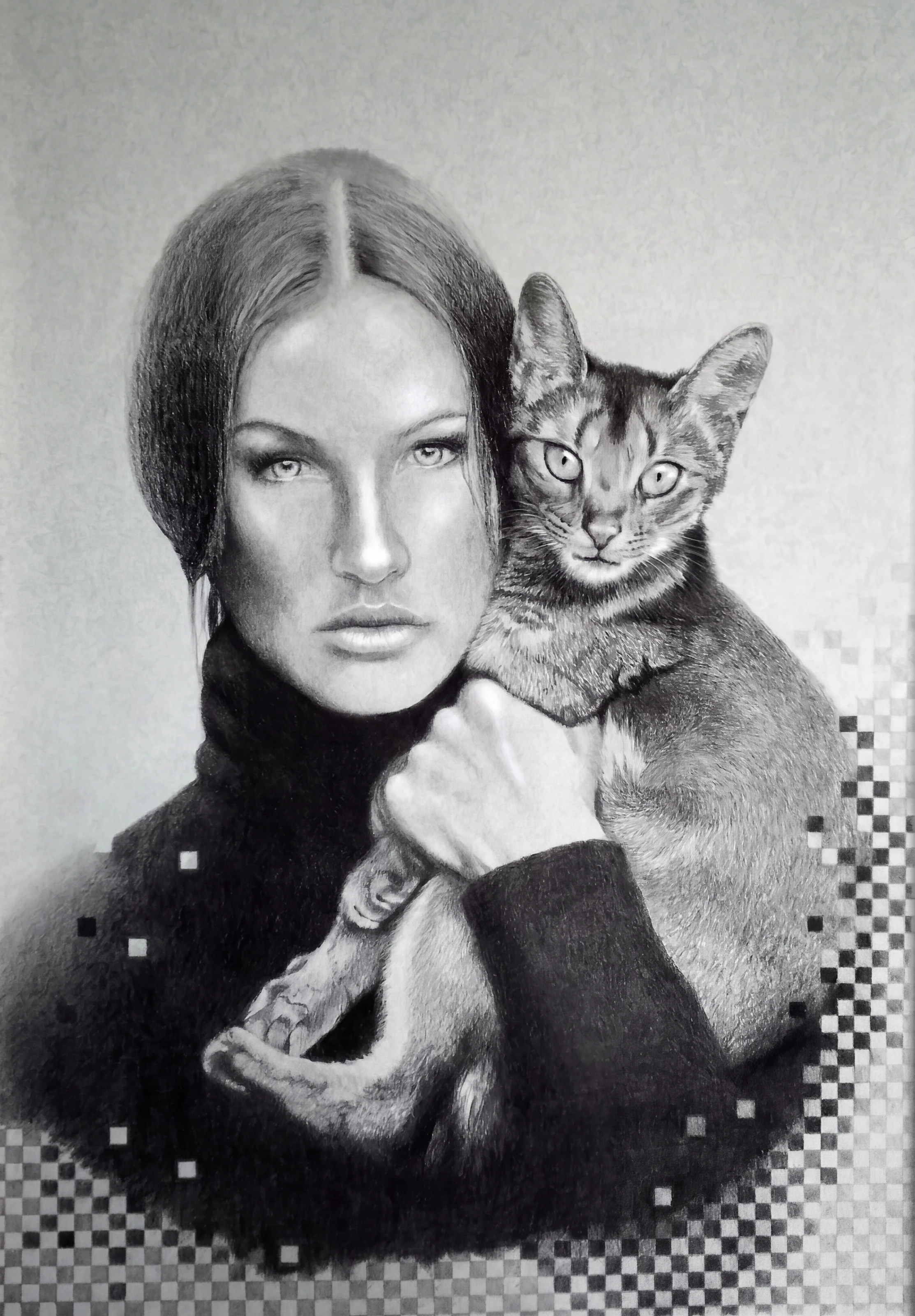 Dont mess woman and cat — Fusain · 40 x 80 · 2014