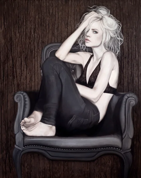 Balance ton quoi femme chaise assise — Pastels · 50 x 70 · 2019