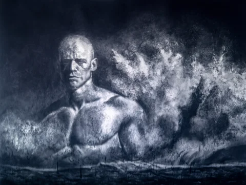 Homme et la mer — Huile sur toile · 100 x 50 · 2012