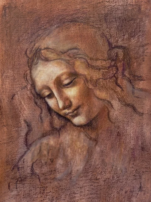 Femme style leonardo ancien — Pastels · 50 x 70 · 2019